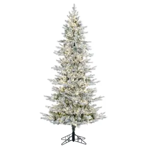 10' x 58"" Flocked Slim Kiana Artificial Xmas Tree 3mm LED Color Changing Lights