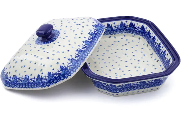 12" Dish with Cover - Blue Winter