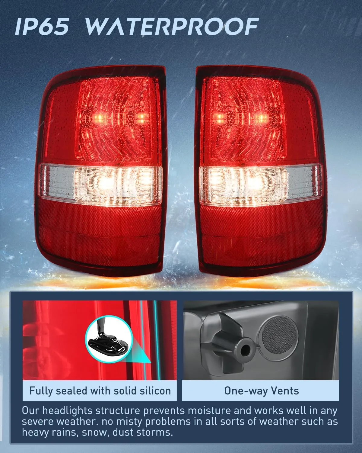 2004-2008 Ford F150 Tail light Assembly Rear Lamp Replacement OE Style Red Housing Driver Passenger Side