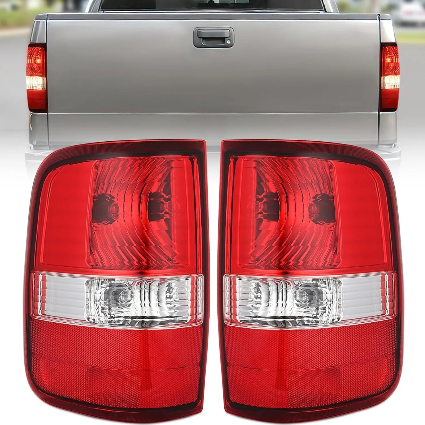 2004-2008 Ford F150 Tail light Assembly Rear Lamp Replacement OE Style Red Housing Driver Passenger Side
