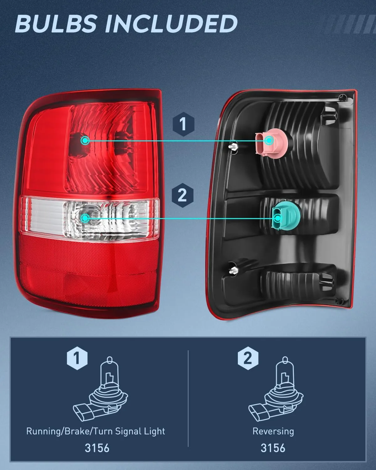2004-2008 Ford F150 Tail light Assembly Rear Lamp Replacement OE Style Red Housing Driver Passenger Side