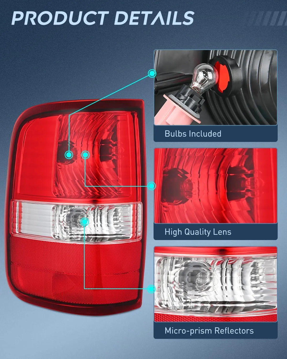 2004-2008 Ford F150 Tail light Assembly Rear Lamp Replacement OE Style Red Housing Driver Passenger Side