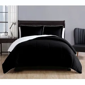 3 Piece Micro Mink Comforter Set | Black | Queen