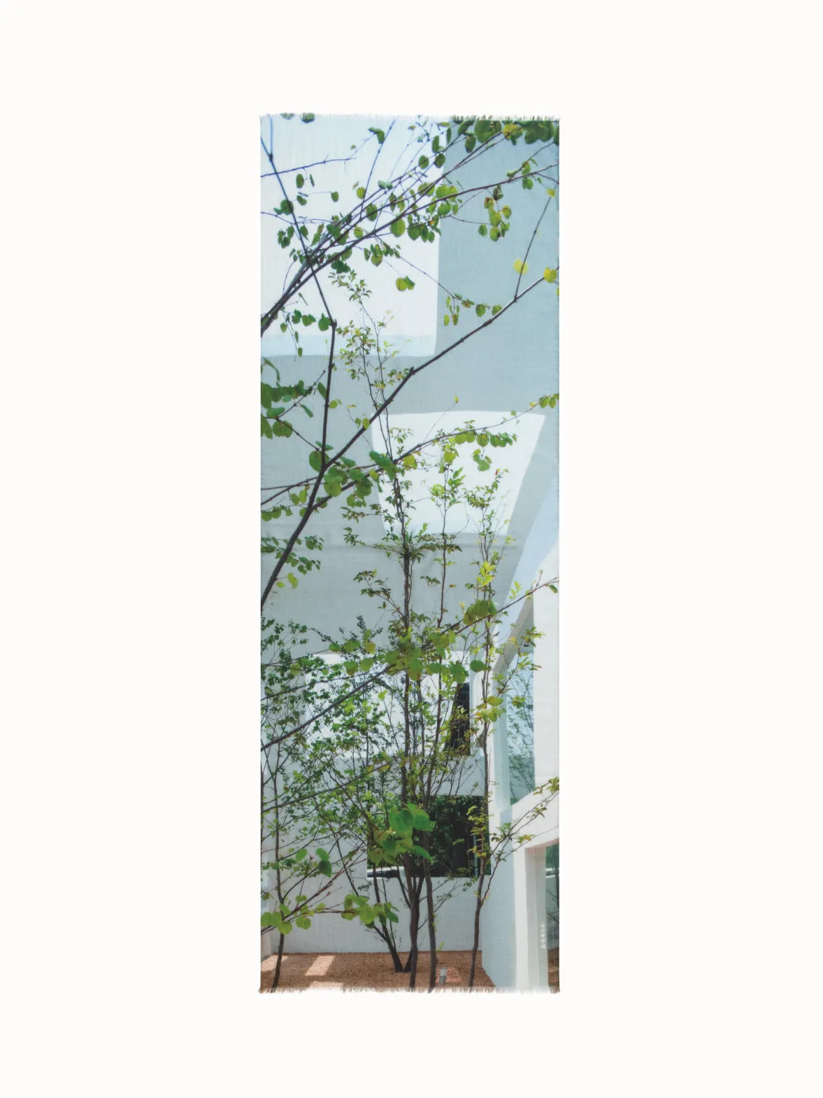 Cashmere Silk Scarf with House N Trees Print