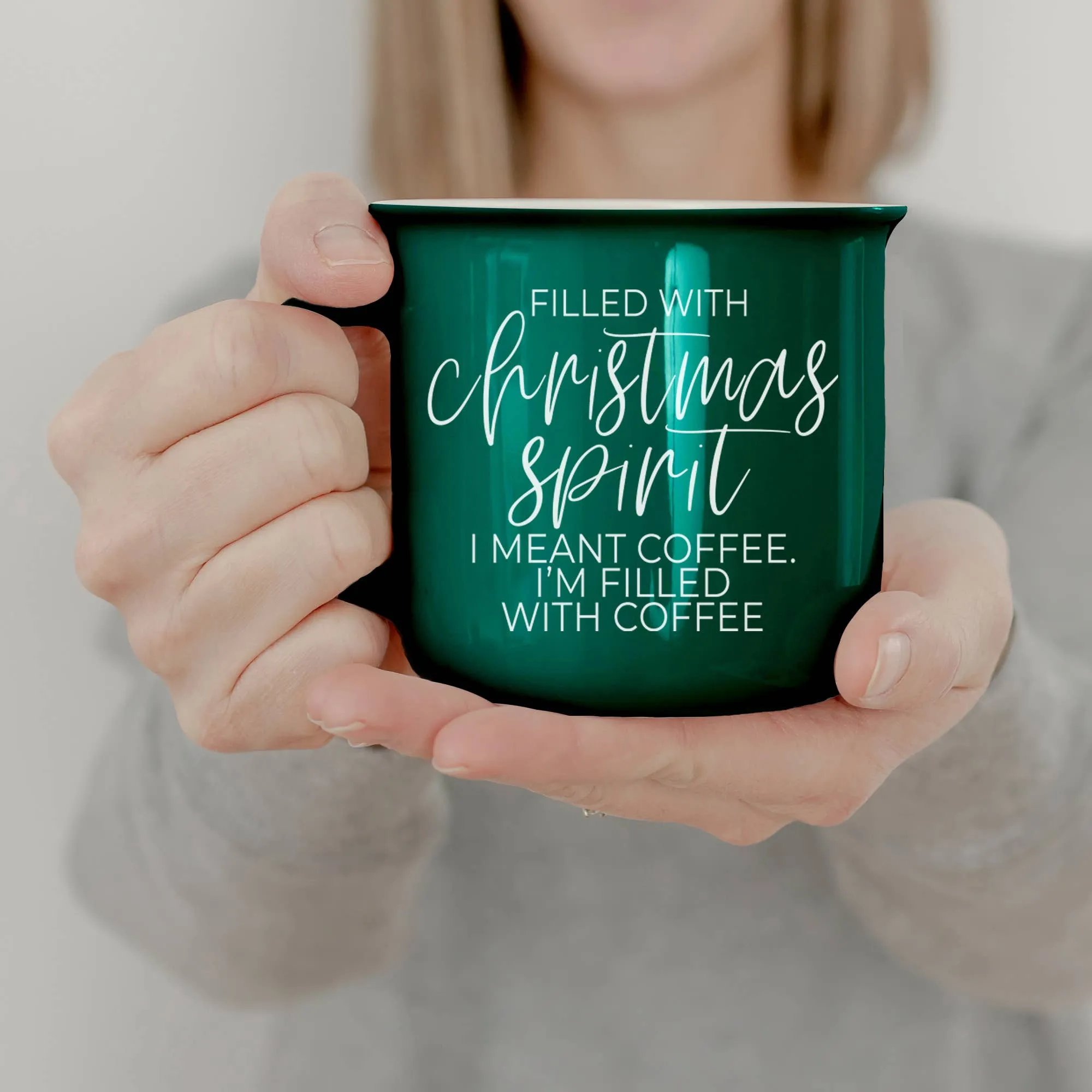 Christmas Coffee Mugs Ceramic, Red   Green Holiday Drinkware: Red Mug / Freaking Jolly