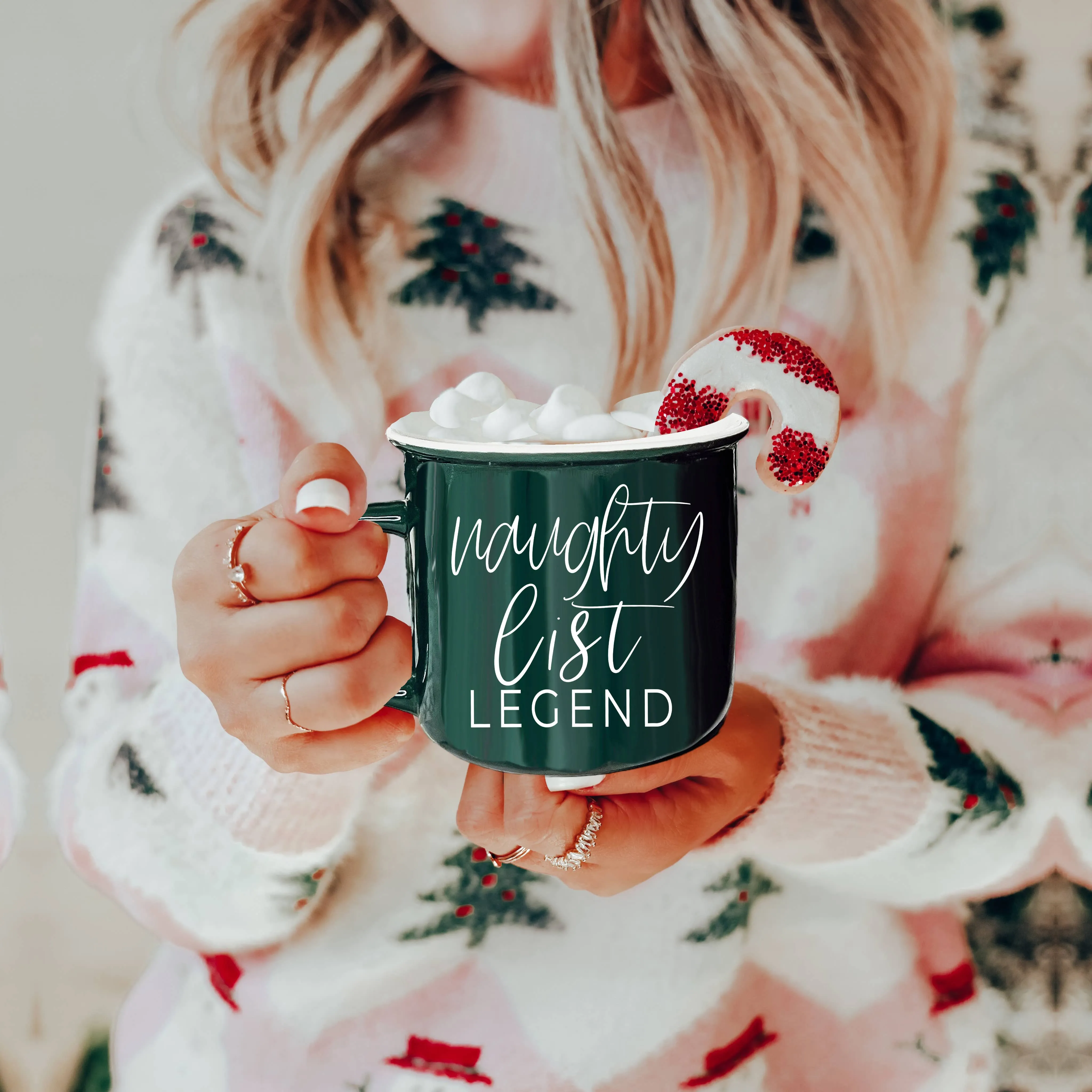 Christmas Coffee Mugs Ceramic, Red   Green Holiday Drinkware: Red Mug / Freaking Jolly