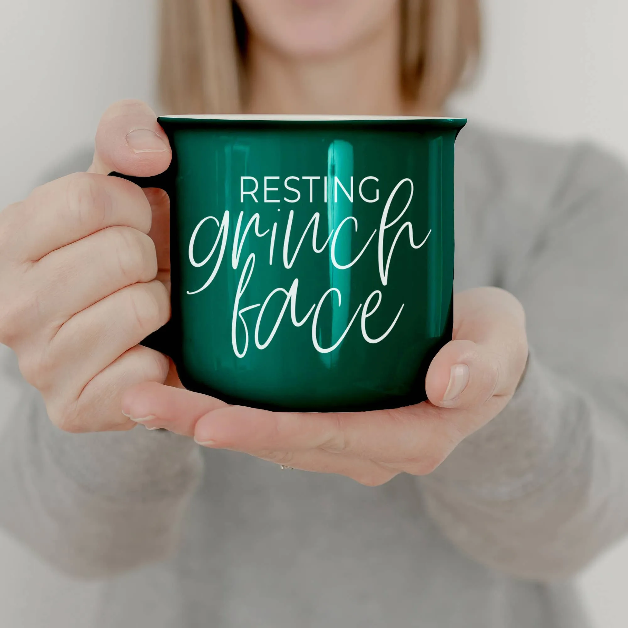 Christmas Coffee Mugs Ceramic, Red   Green Holiday Drinkware: Red Mug / Freaking Jolly