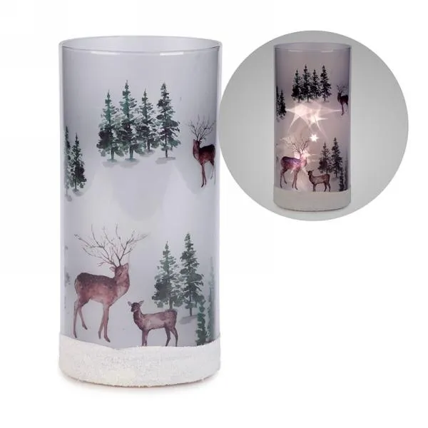 Deer & Trees LED Glass Lamp