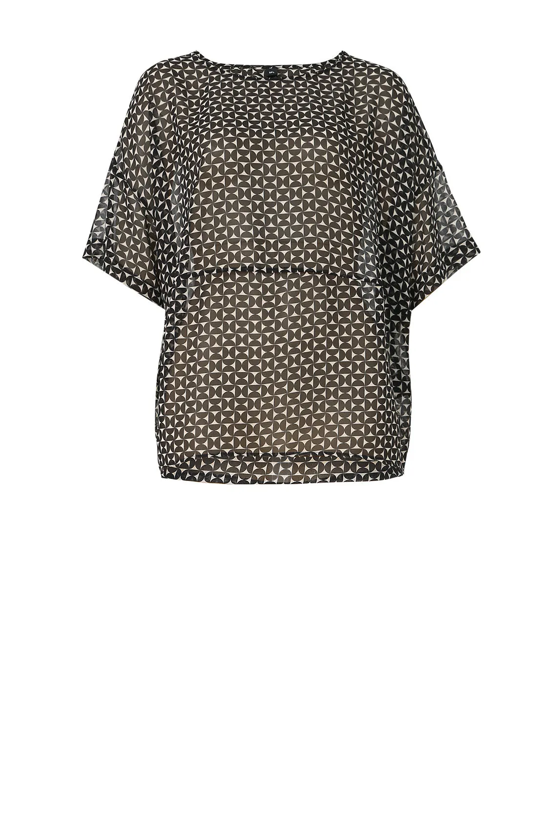 globes tee / black|ecru geo print