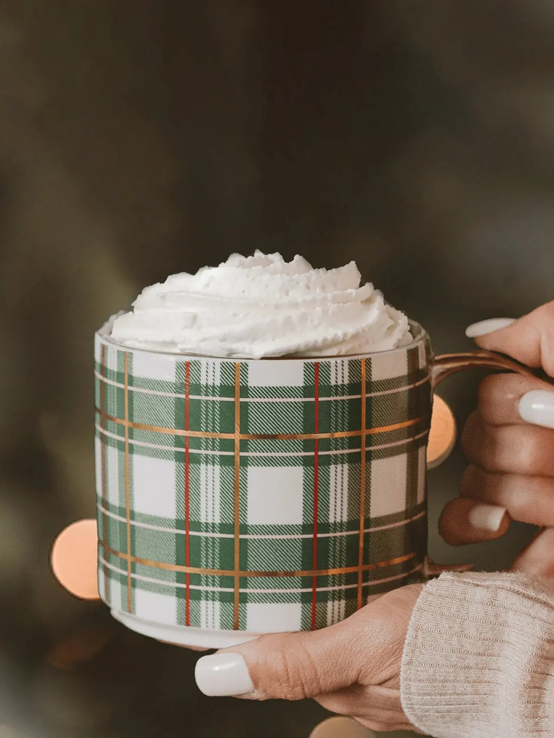 Green Plaid Coffee Mug - 17oz