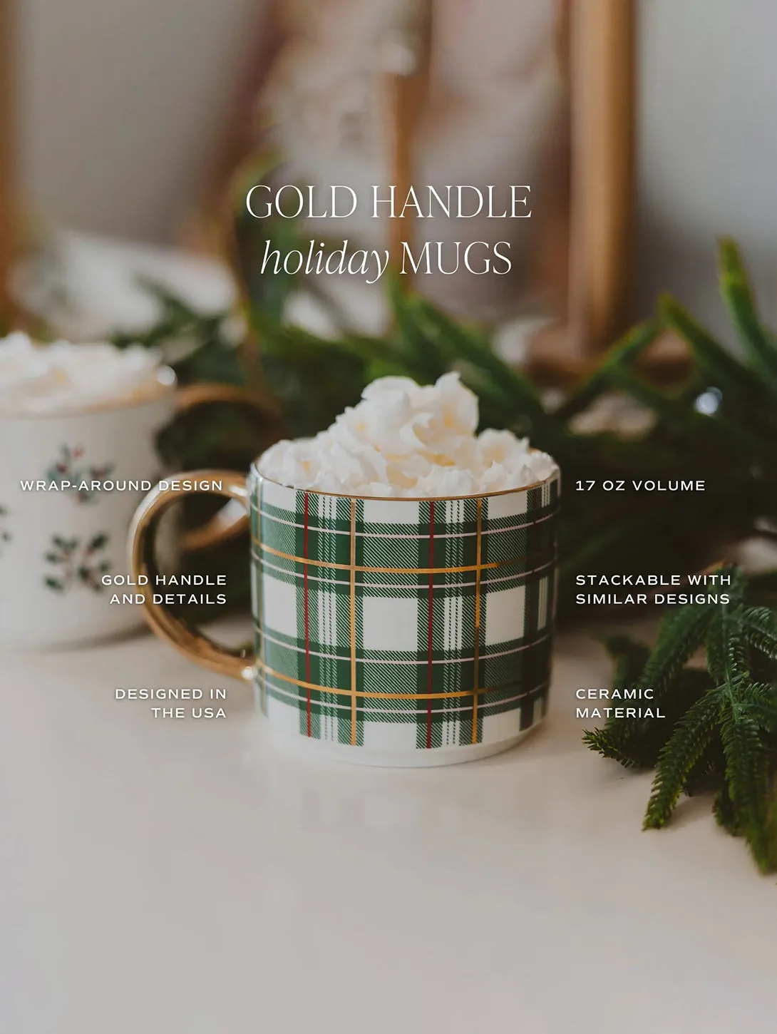 Green Plaid Coffee Mug - 17oz
