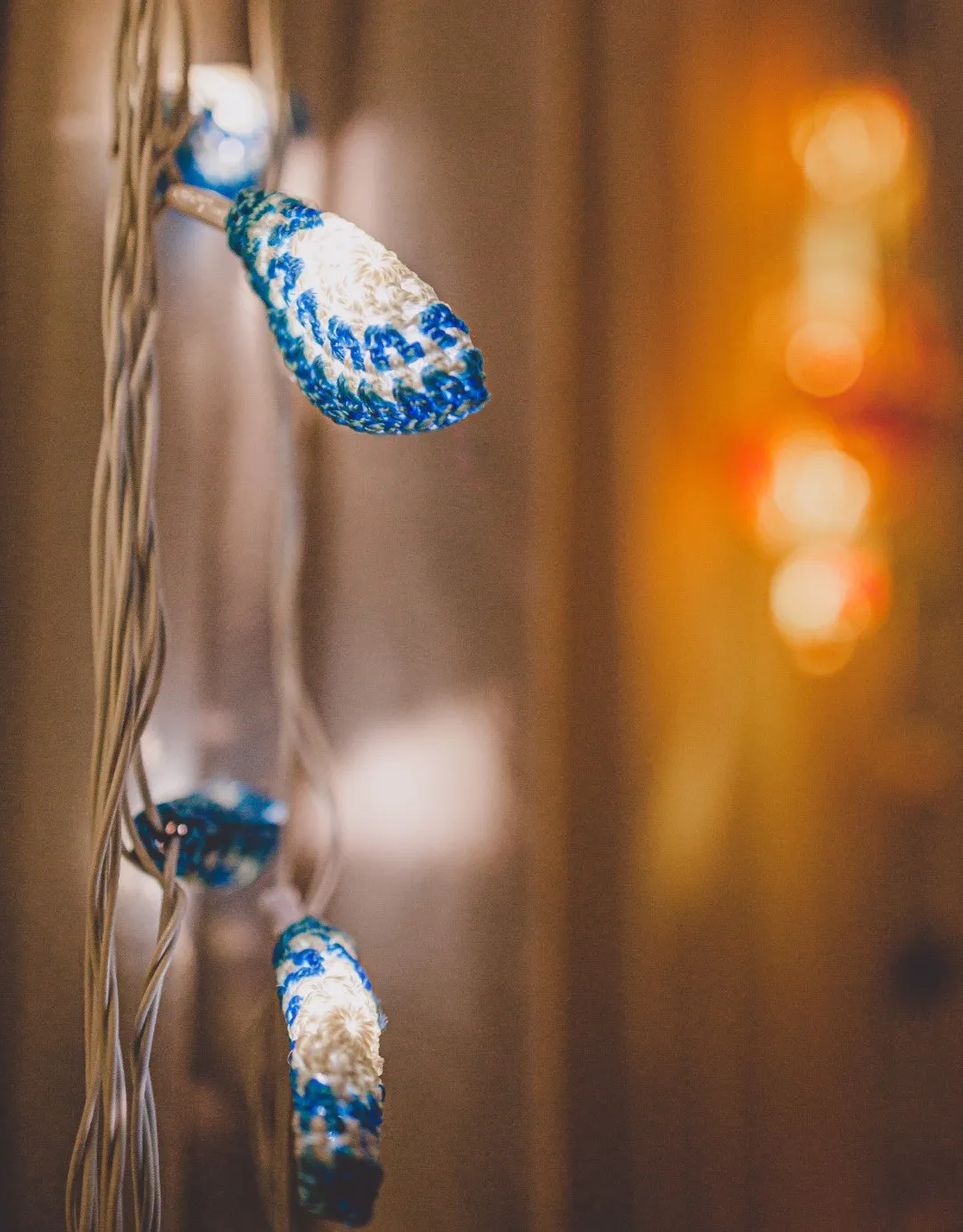 Handmade LED String Lights Blue Lily Bougainvillea