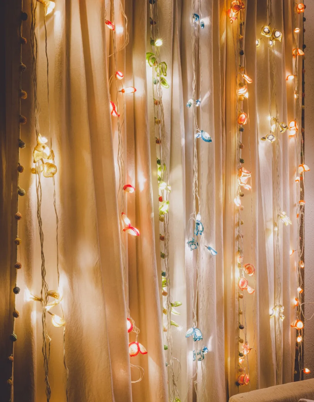 Handmade LED String Lights Orange Lily Bougainvillea