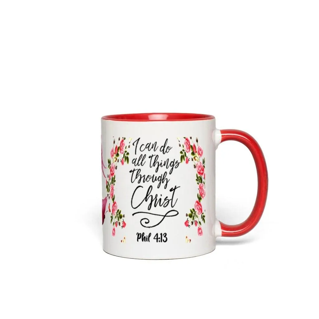 I Can Do All Things Through Christ Accent Mugs || Christmas Mug