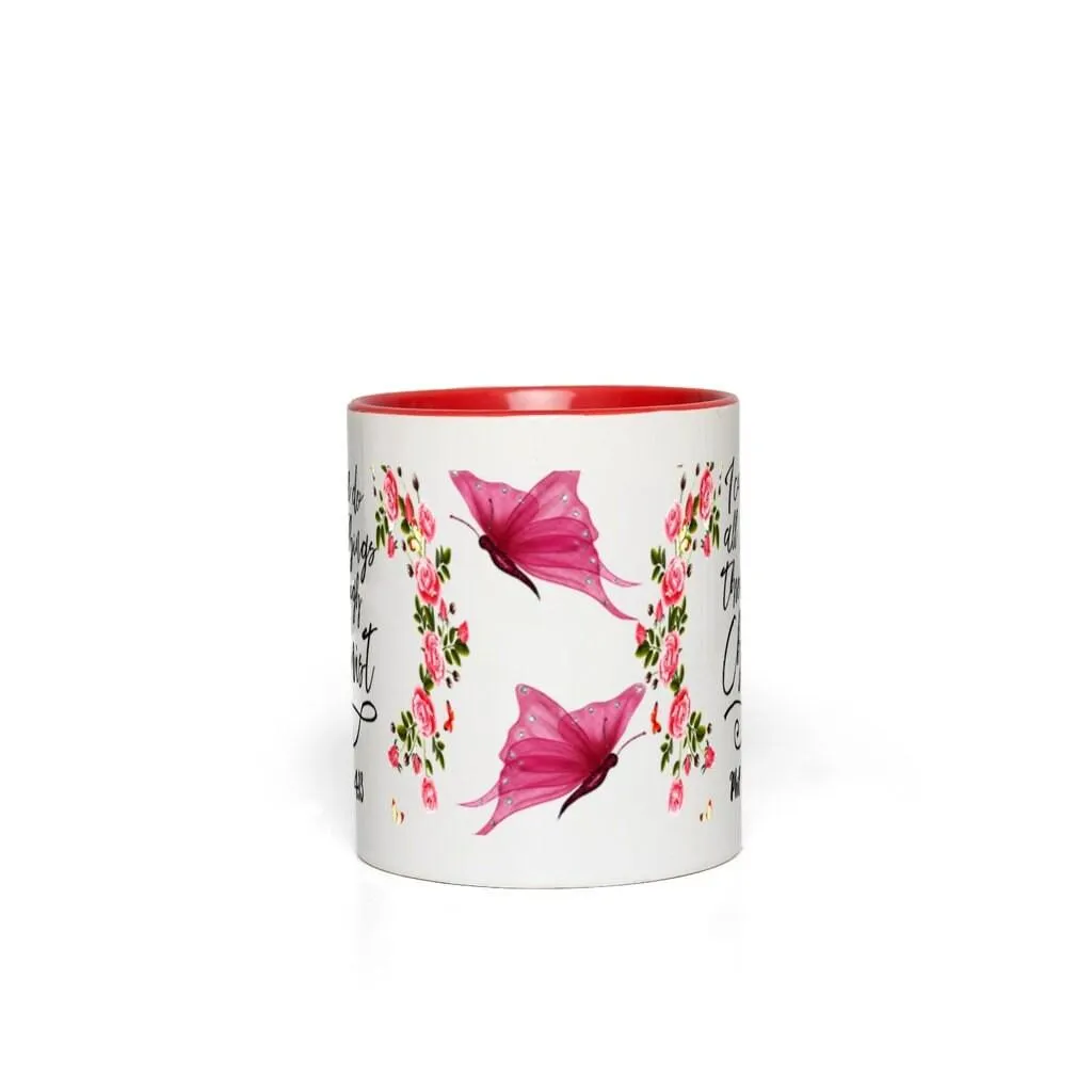 I Can Do All Things Through Christ Accent Mugs || Christmas Mug