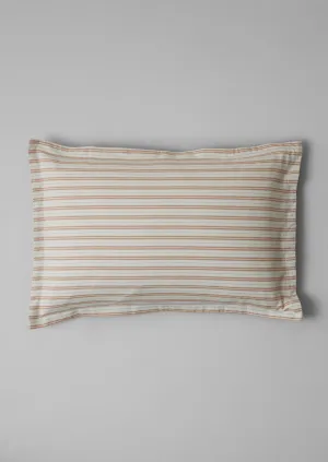 Ines Flannel Stripe Cotton Oxford Pillowcase Set | Apricot/Soft Blue