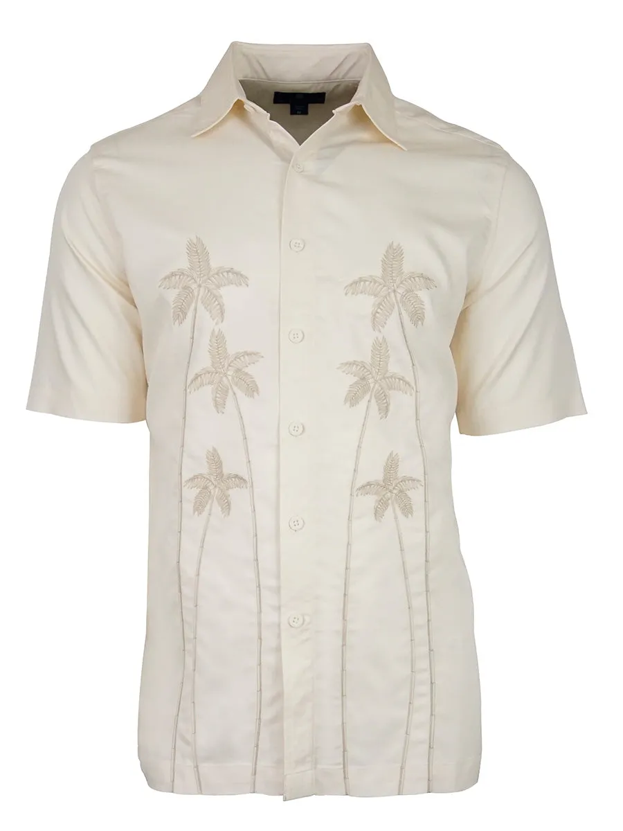 Men's Hawaiian Embroidery Shirt - Palm Dance