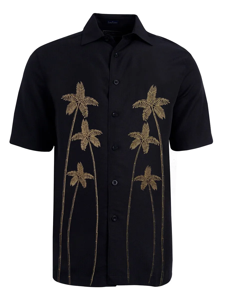 Men's Hawaiian Embroidery Shirt - Palm Dance