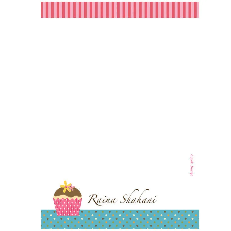 Note Sheets, Set of 50 Sheets<br/> Cupcakes