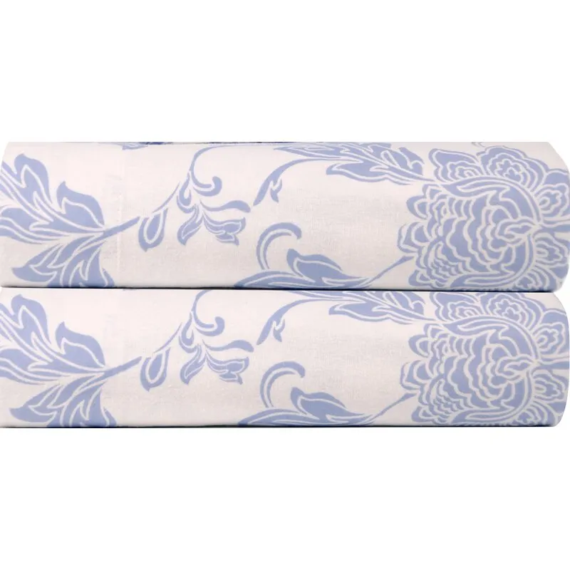 Rascot Blue Floral 100% Cotton Flannel Sheet Set