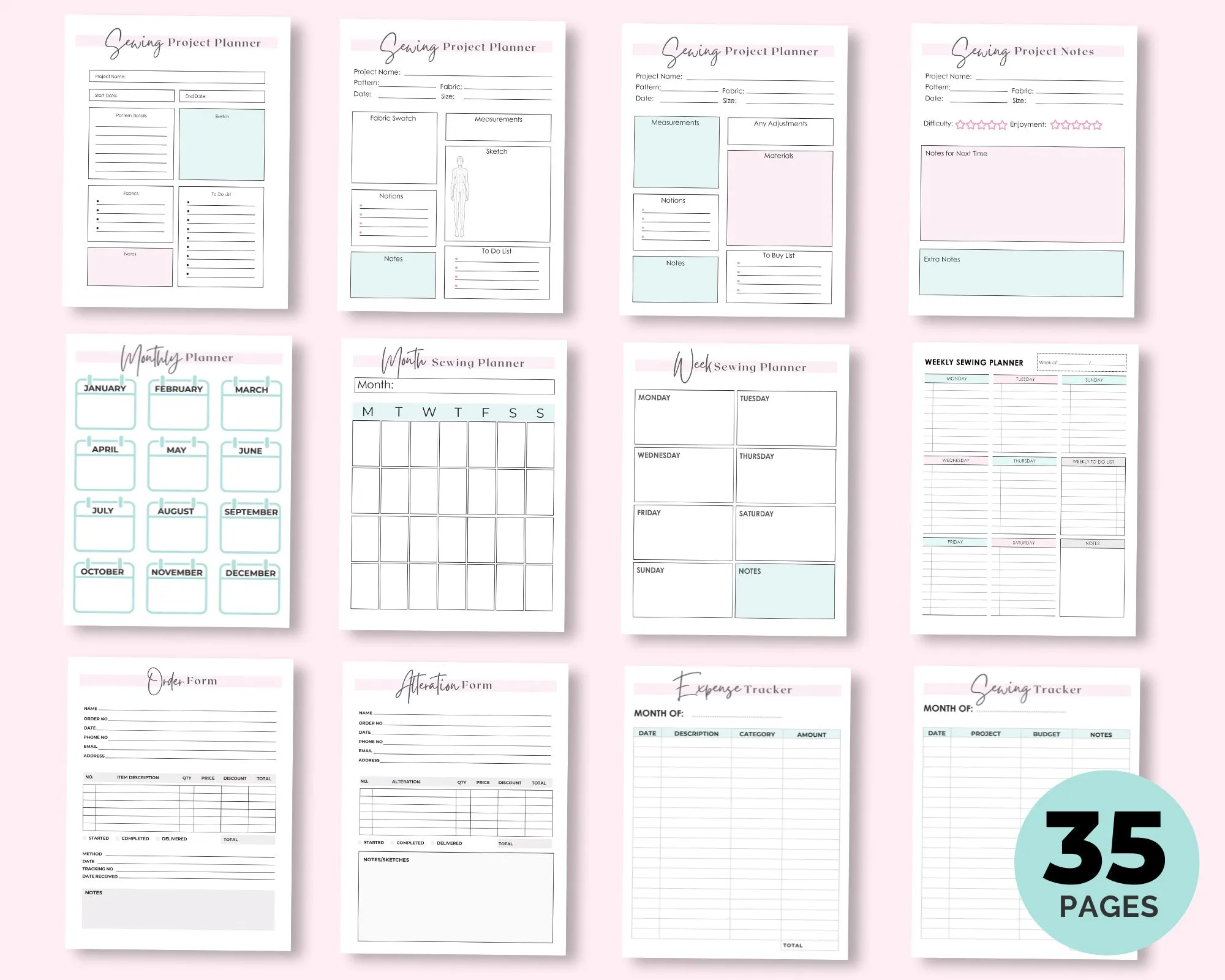 Sewing Planner Printable Sheets