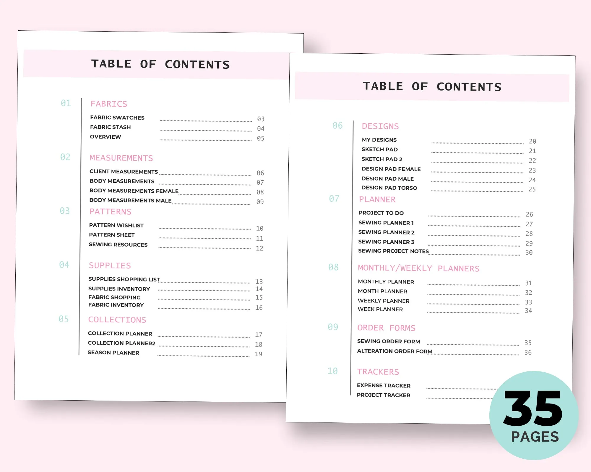 Sewing Planner Printable Sheets