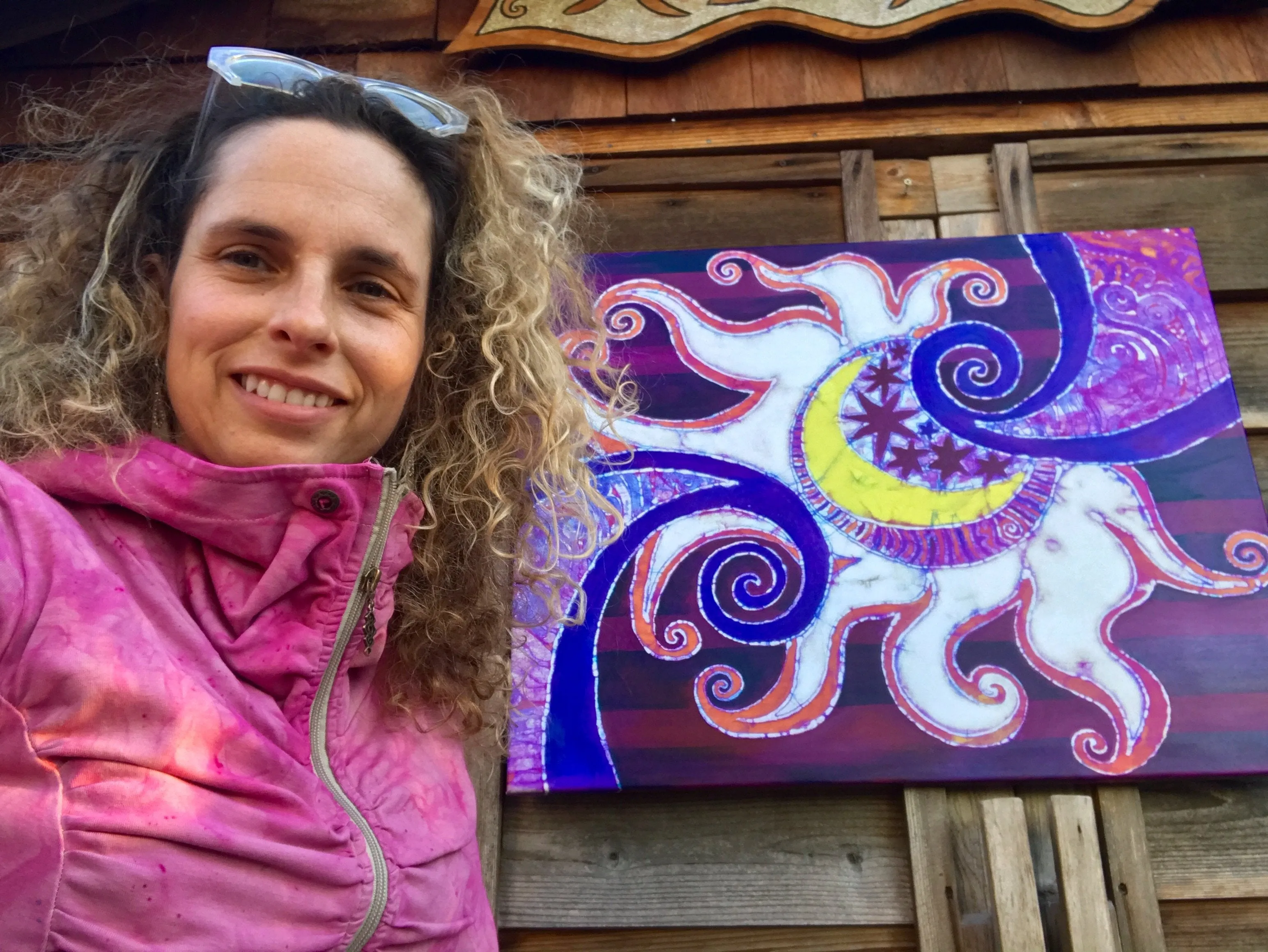 Swirling Sun and Stripes Canvas Gicle Batik Print