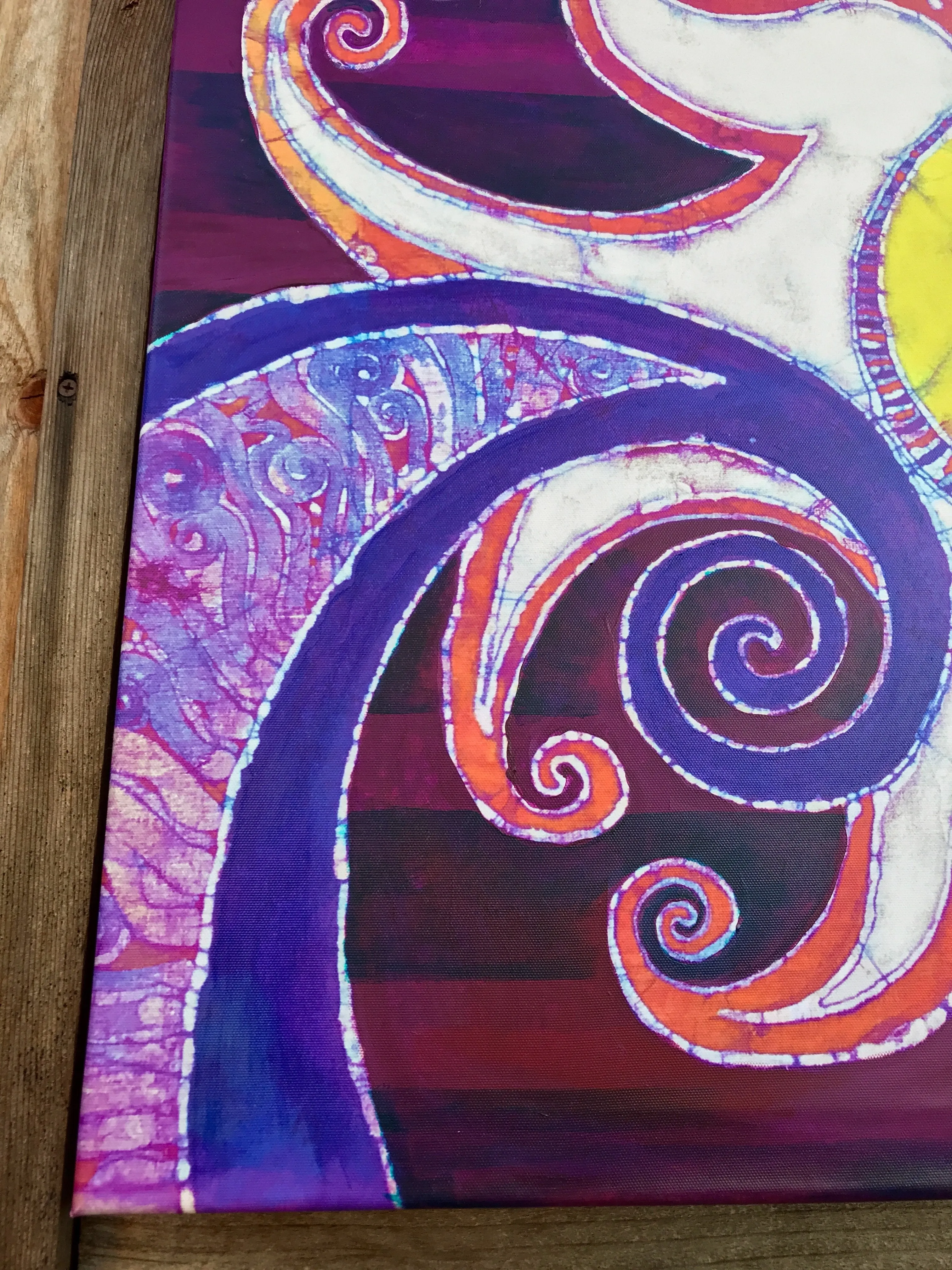Swirling Sun and Stripes Canvas Gicle Batik Print