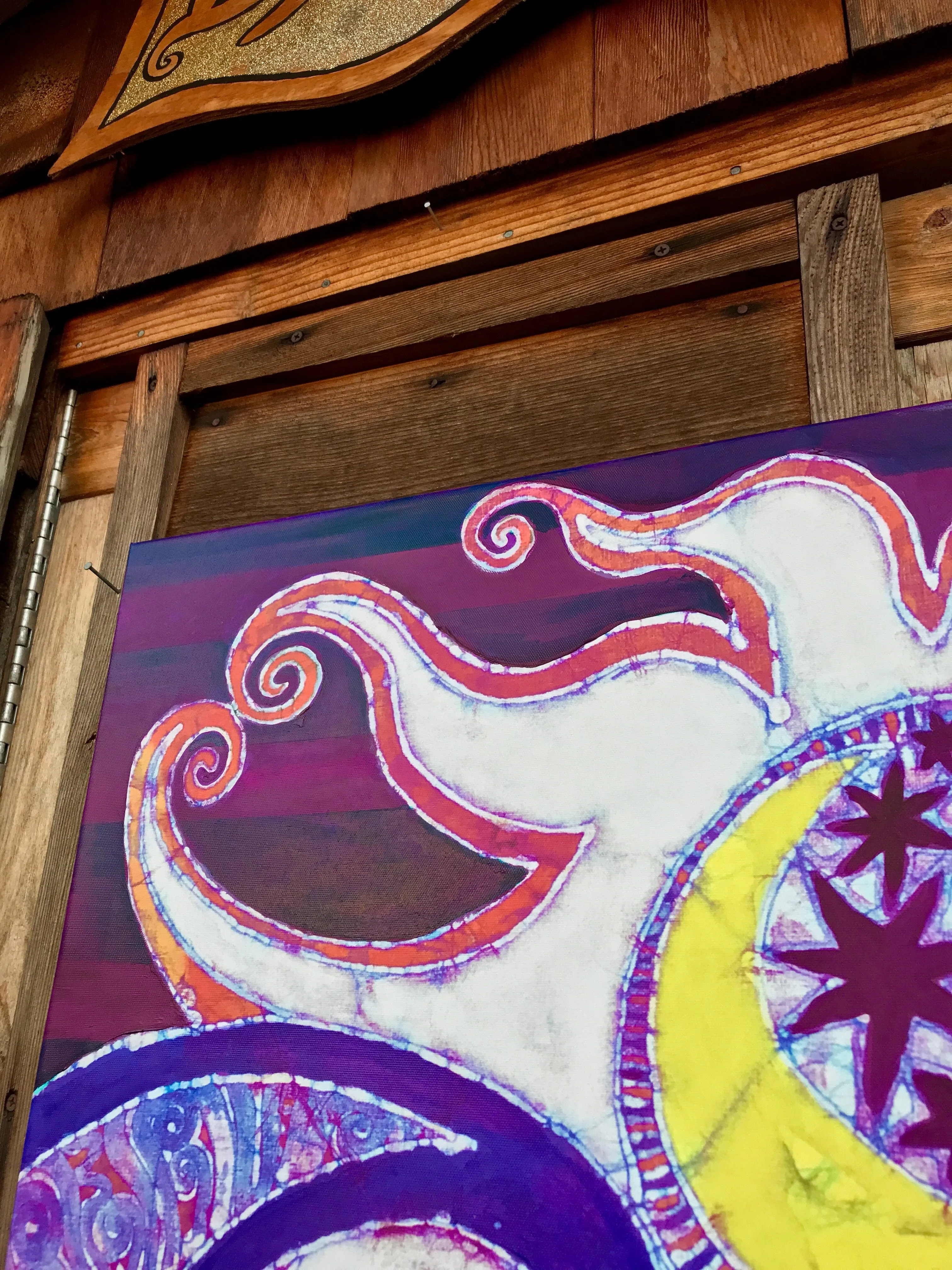 Swirling Sun and Stripes Canvas Gicle Batik Print