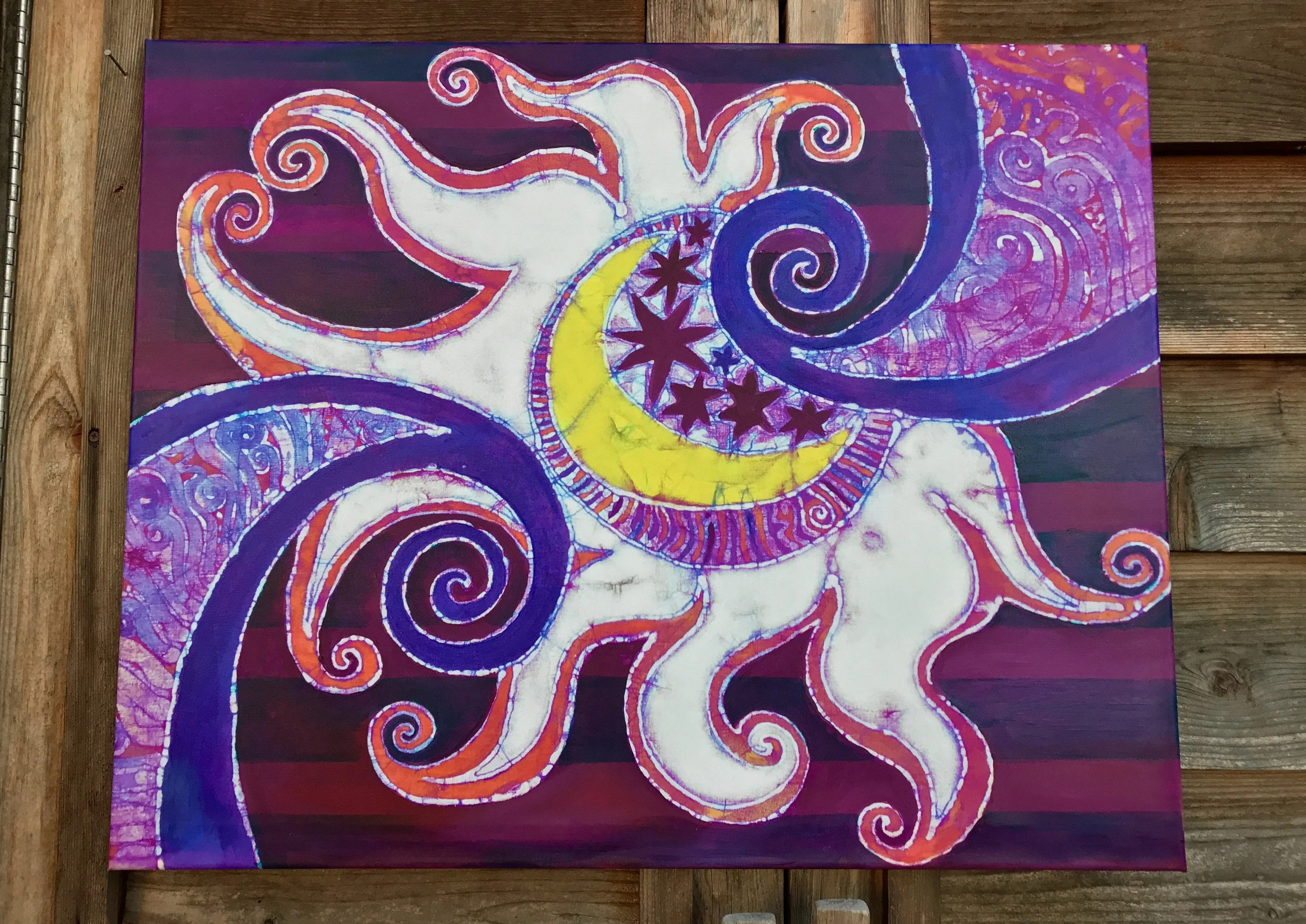 Swirling Sun and Stripes Canvas Gicle Batik Print