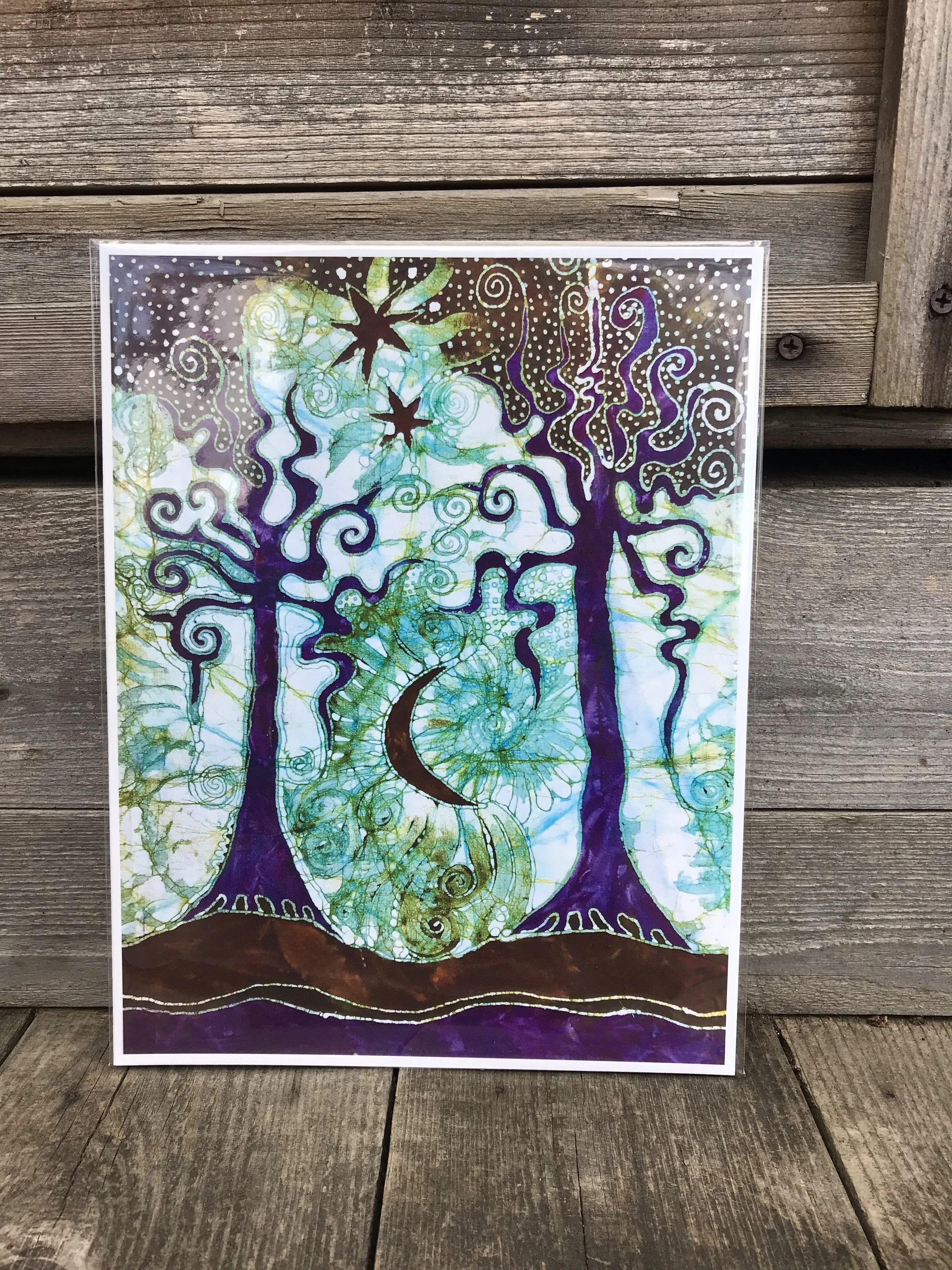 Two Trees Batik Art Print