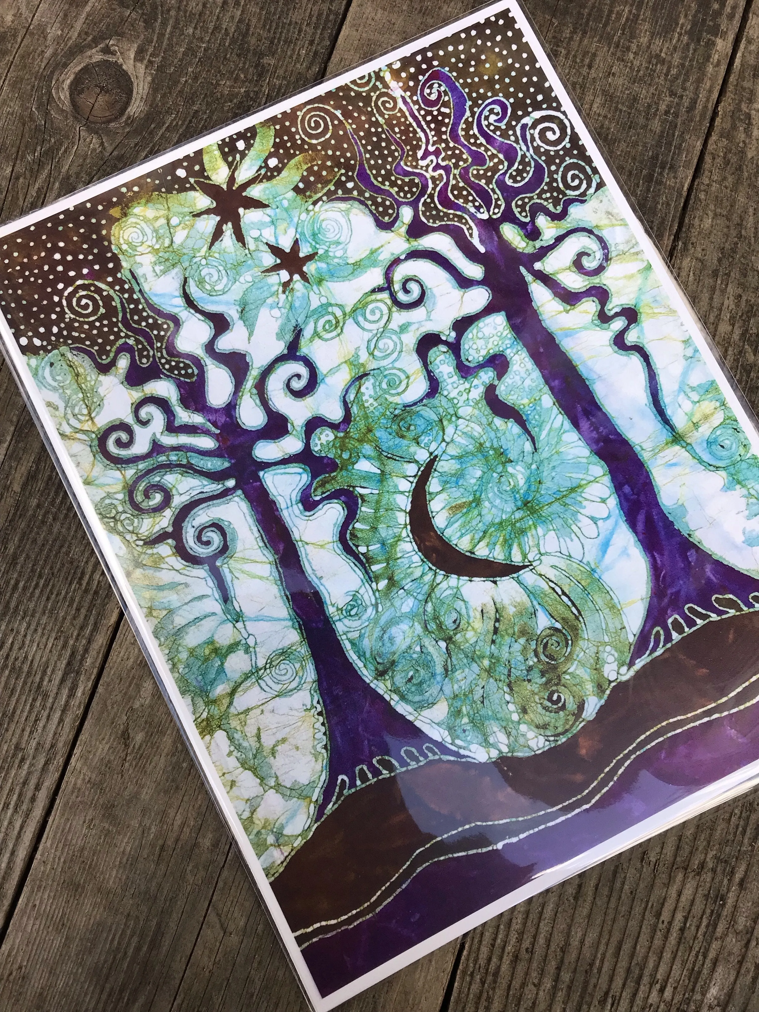 Two Trees Batik Art Print