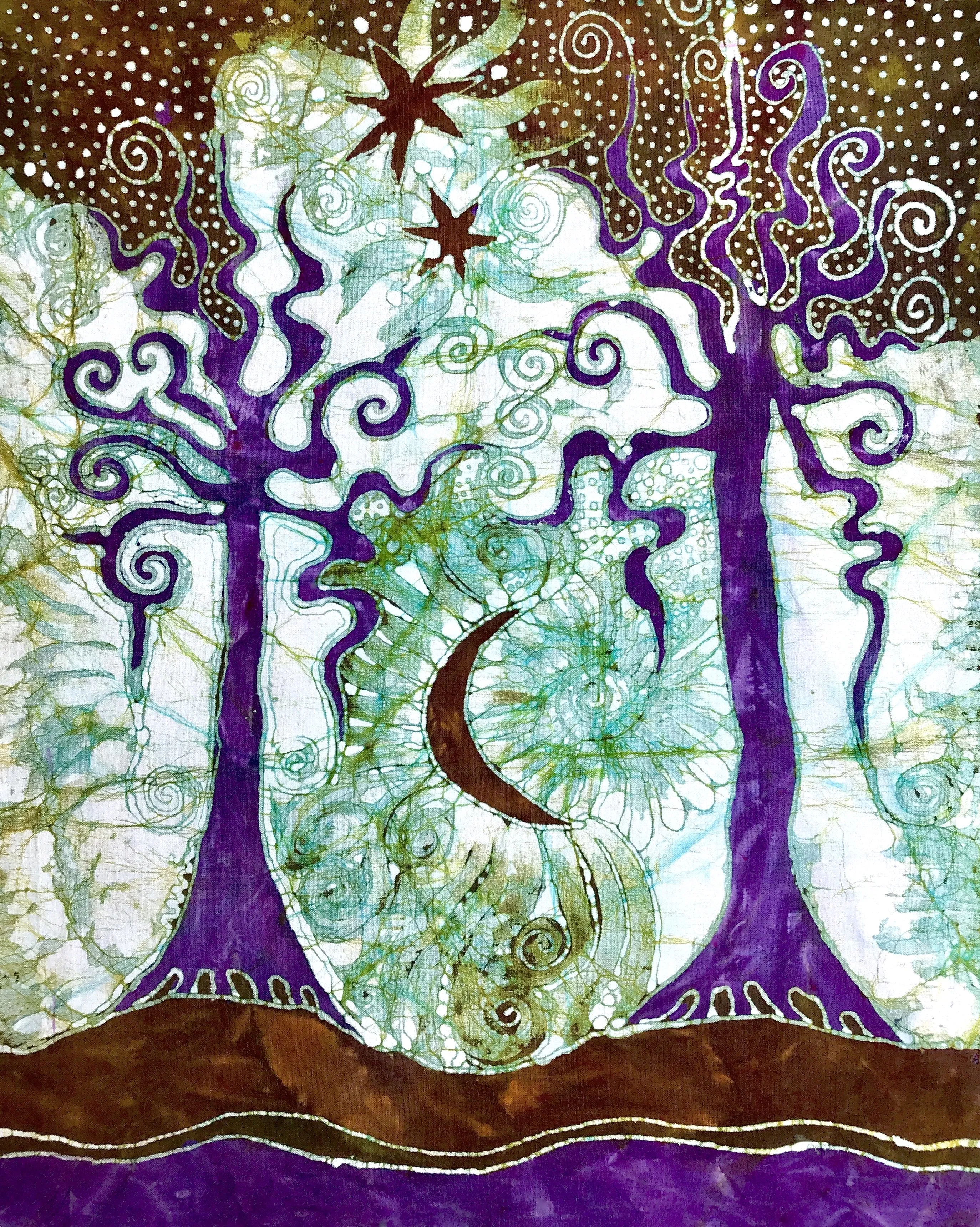 Two Trees Batik Art Print