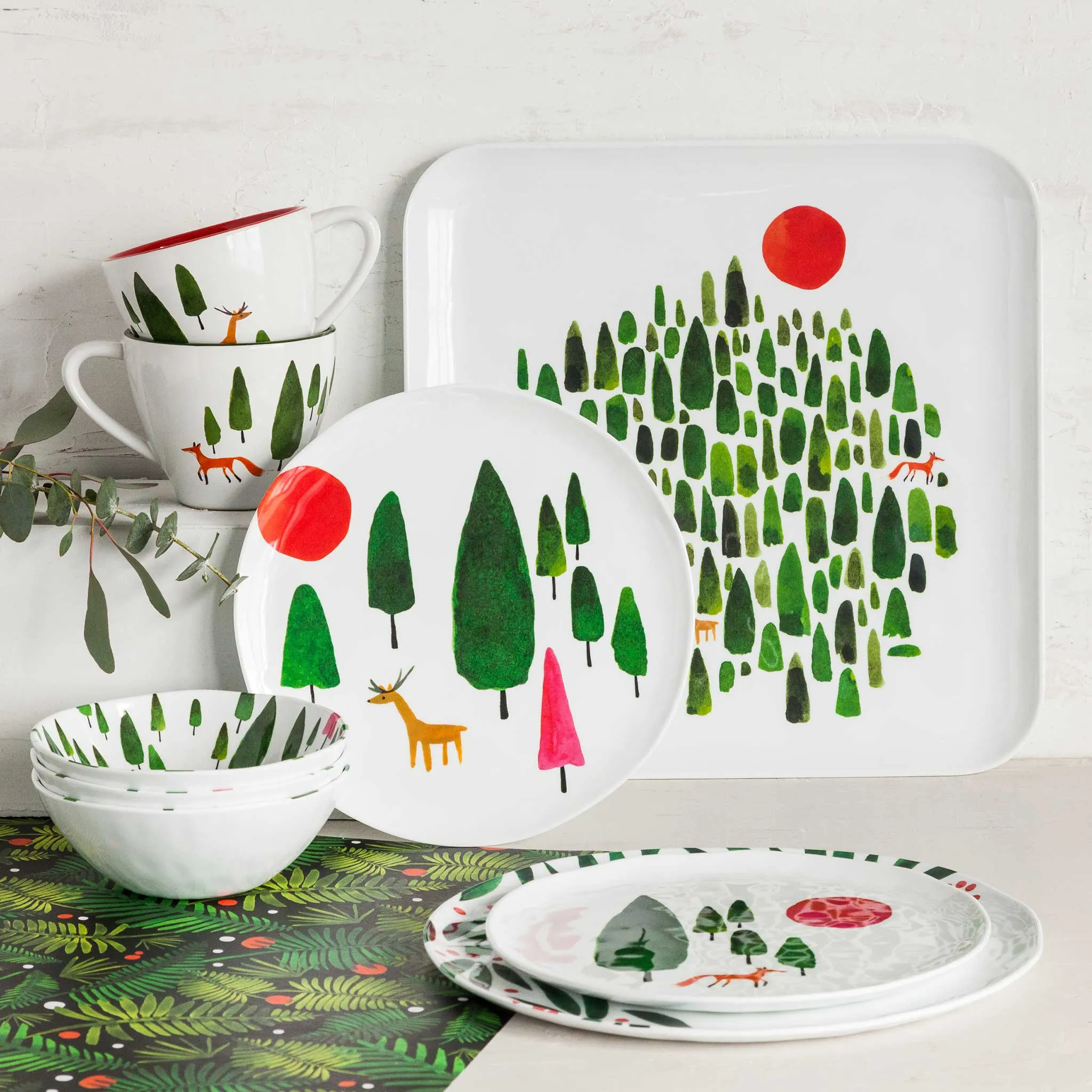 Winter Forest Woodland Animals Bowl Set
